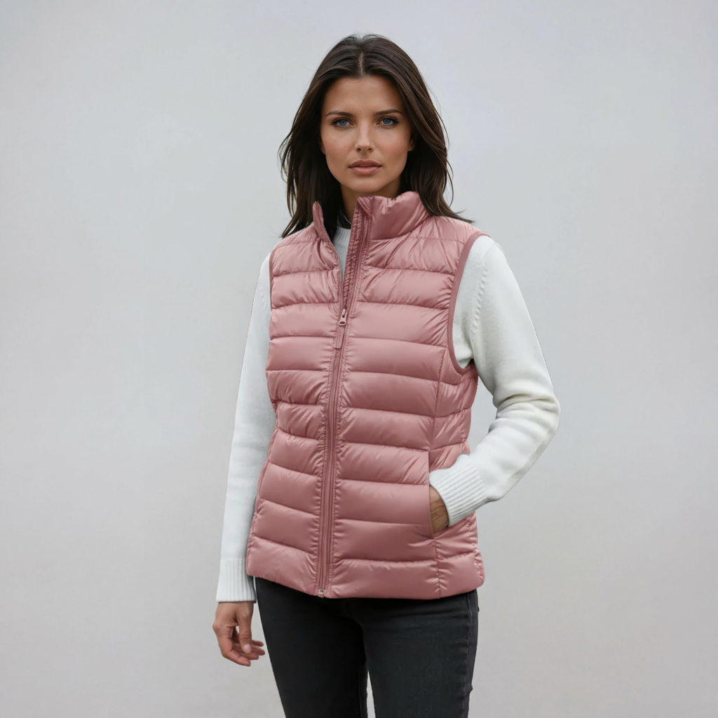 Chaleco Acolchado Mujer Cuello Alto Ligero