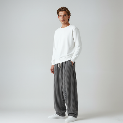 Pantalón Pana Amplio Hombre Cinturón Ajustable
