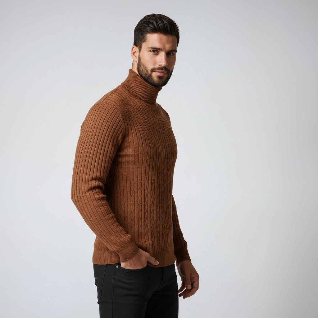 Chaquetón de punto hombre cuello alto abrigado