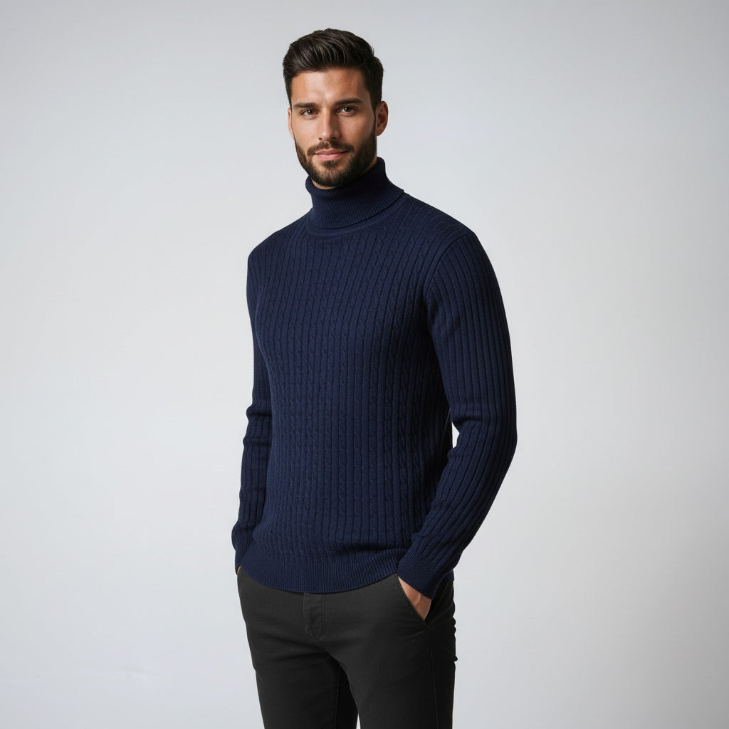Chaquetón de punto hombre cuello alto abrigado