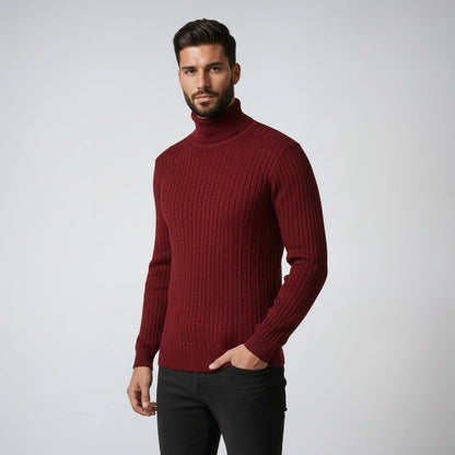 Chaquetón de punto hombre cuello alto abrigado