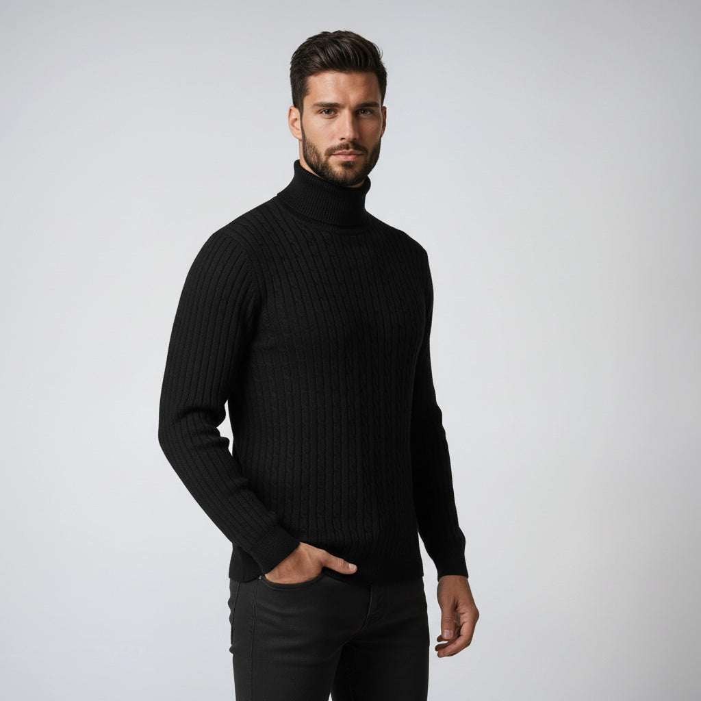 Chaquetón de punto hombre cuello alto abrigado