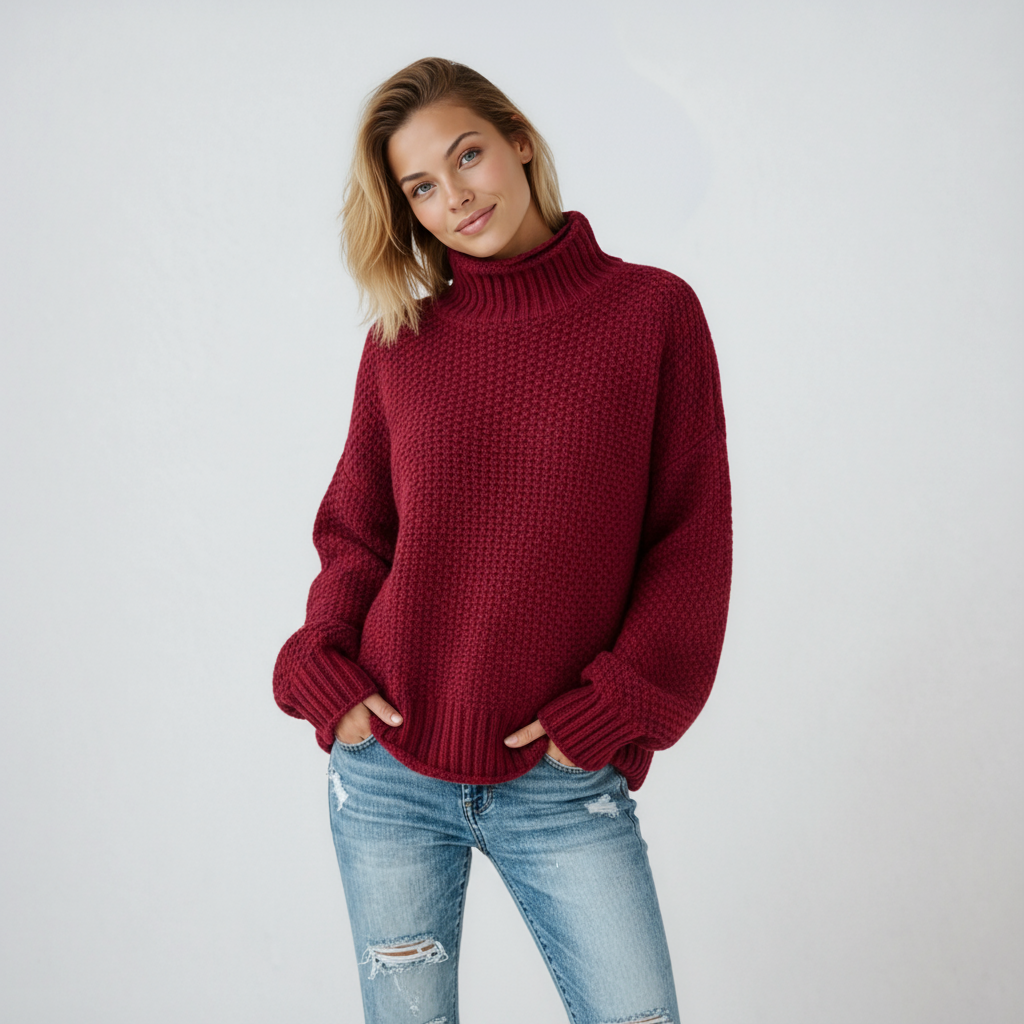 Sudadera mujer cuello alto manga larga EVYNA