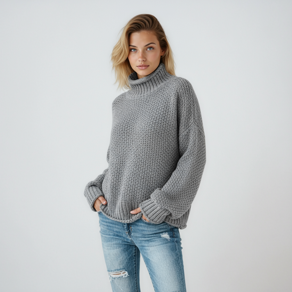 Sudadera mujer cuello alto manga larga EVYNA