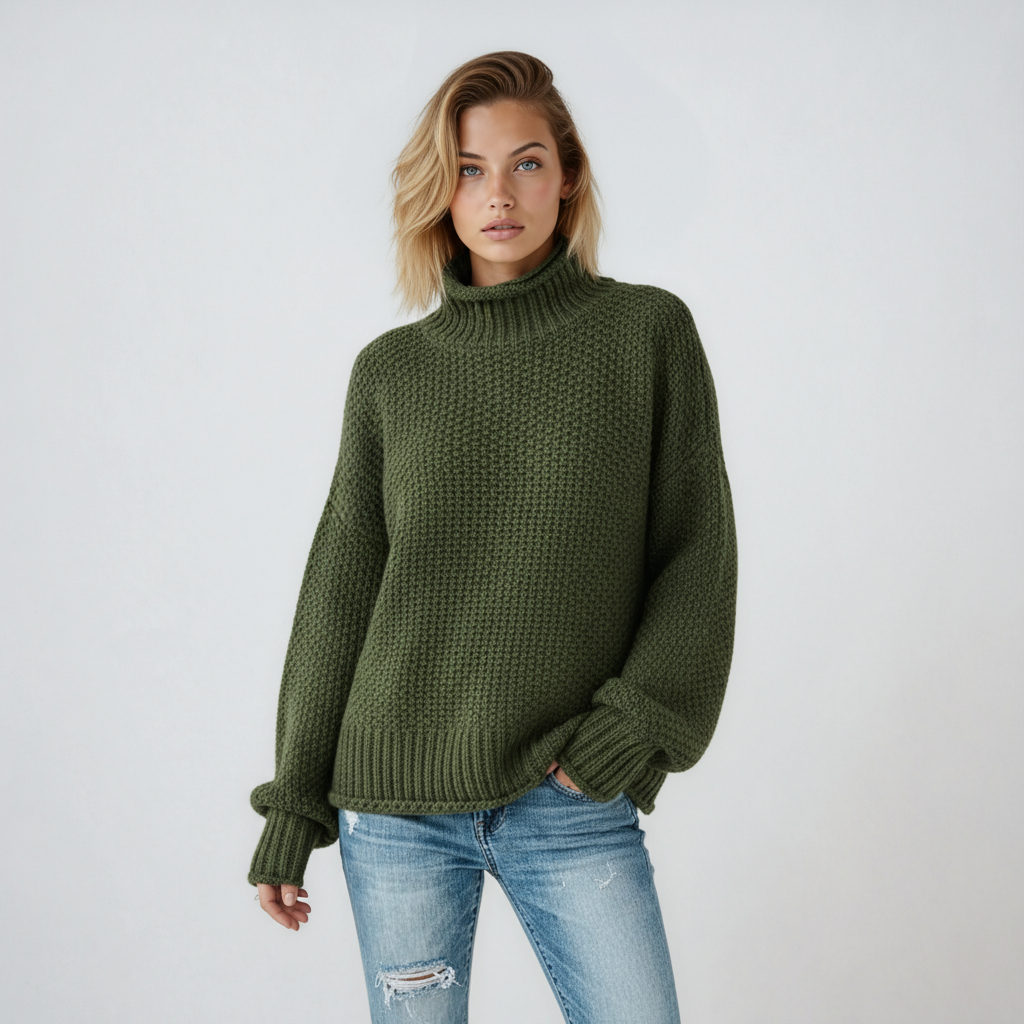 Sudadera mujer cuello alto manga larga EVYNA