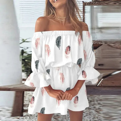 Vestido Sin Hombros Floral Estilo Boho