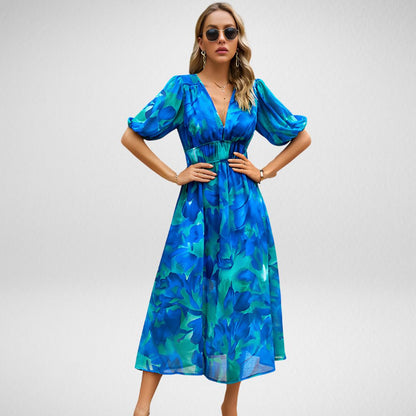 Vestido Midi Estampado Moderno