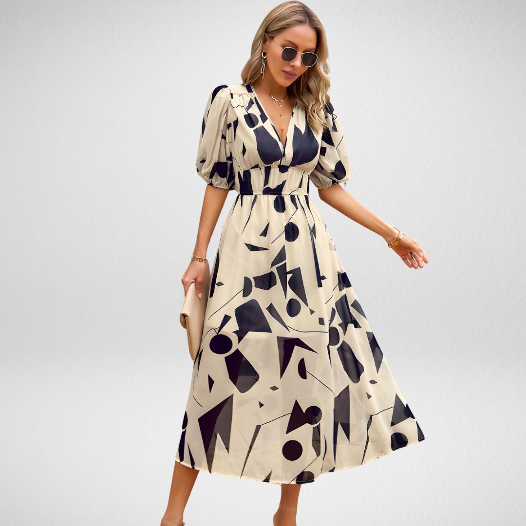 Vestido Midi Estampado Moderno - Vestiria