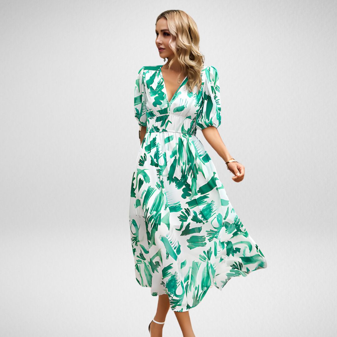 Vestido Midi Estampado Moderno