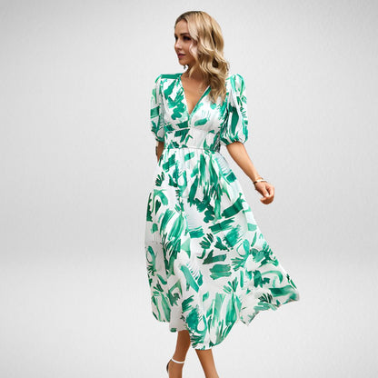Vestido Midi Estampado Moderno