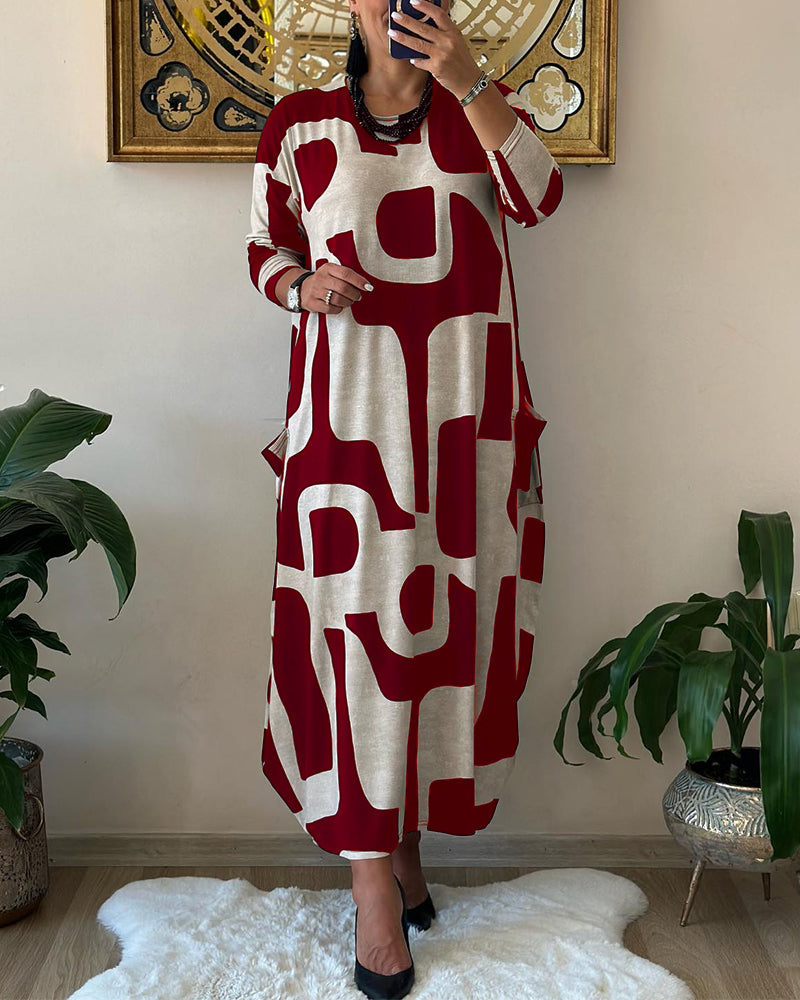 Vestido Estampado Boho Manga Larga