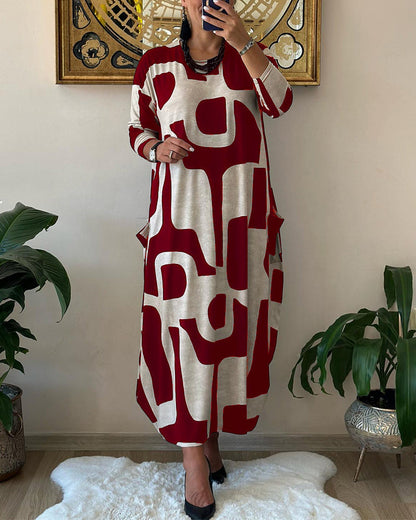 Vestido Estampado Boho Manga Larga