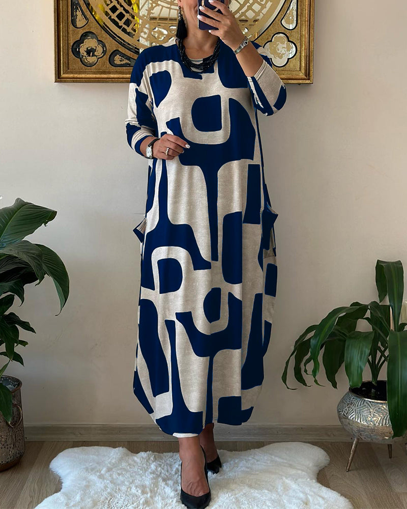 Vestido Estampado Boho Manga Larga