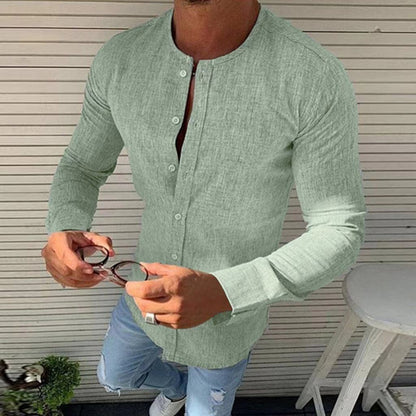 Camisa Hombre Algodón Manga Larga Clásica