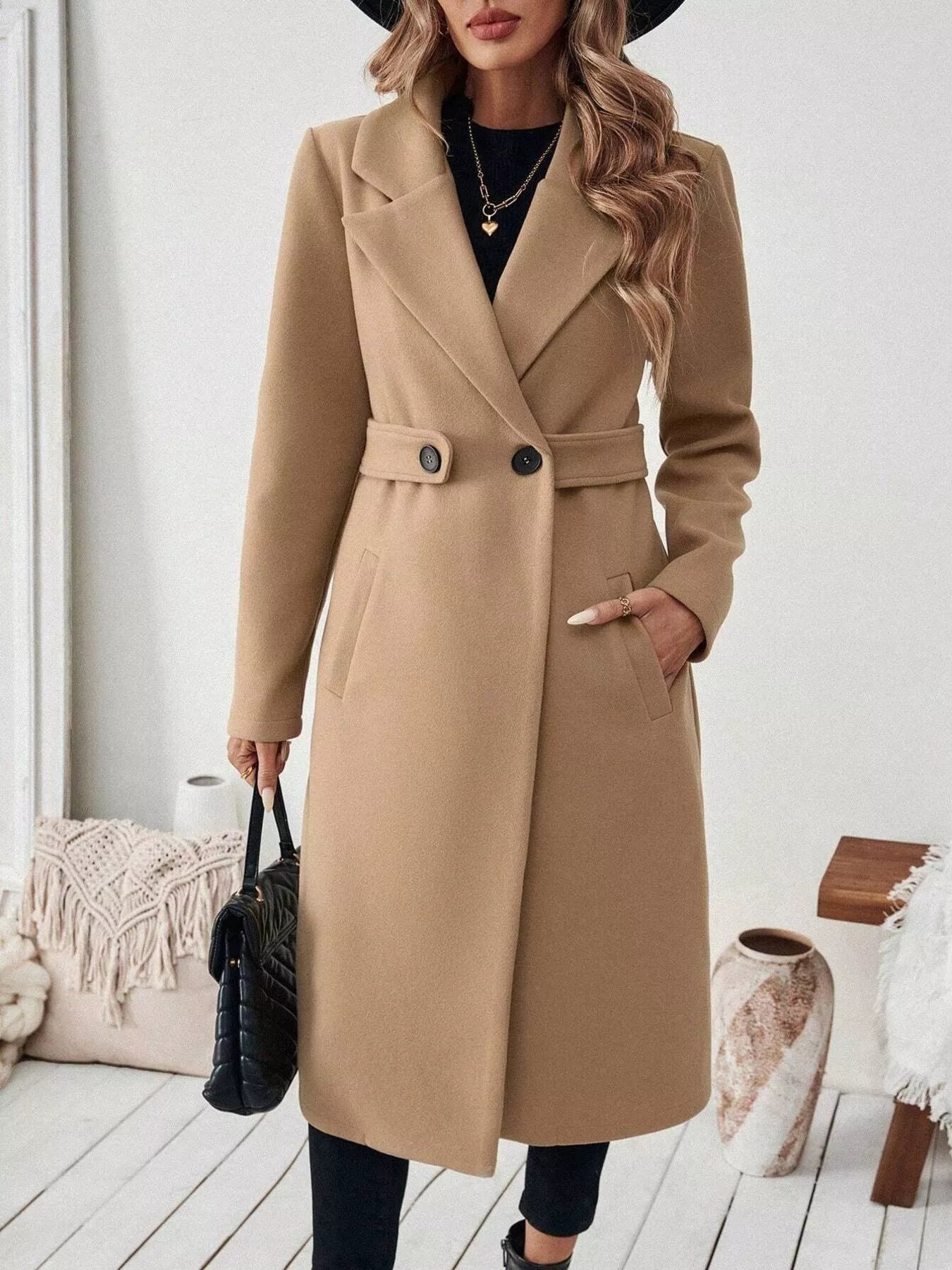 Chaquetón de lana gruesa cuello alto mujer - Vestiria