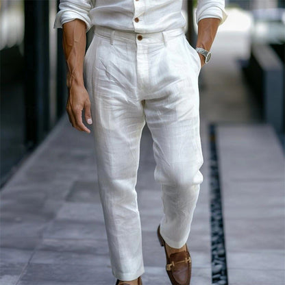 Pantalón lino hombre recto elegante casual - Vestiria
