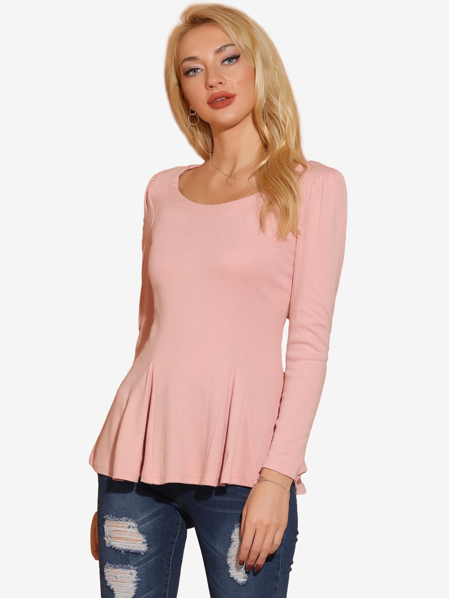 Camiseta mujer manga larga cuello redondo básica