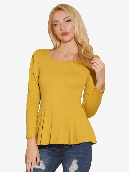 Camiseta mujer manga larga cuello redondo básica