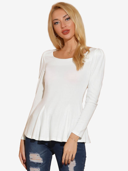 Camiseta mujer manga larga cuello redondo básica