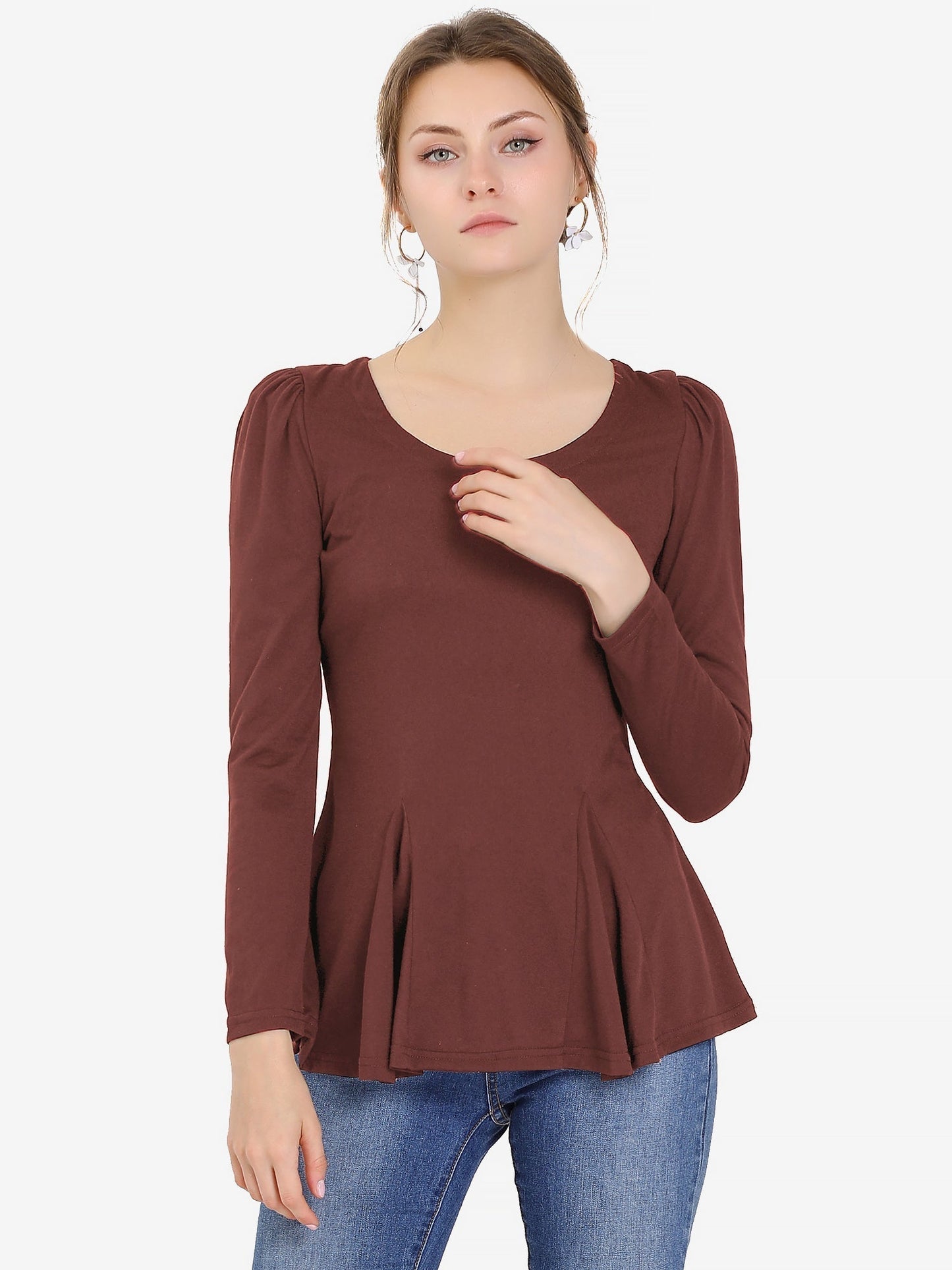 Camiseta mujer manga larga cuello redondo básica