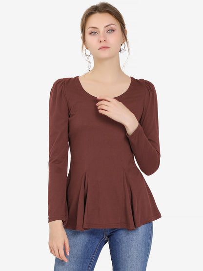 Camiseta mujer manga larga cuello redondo básica