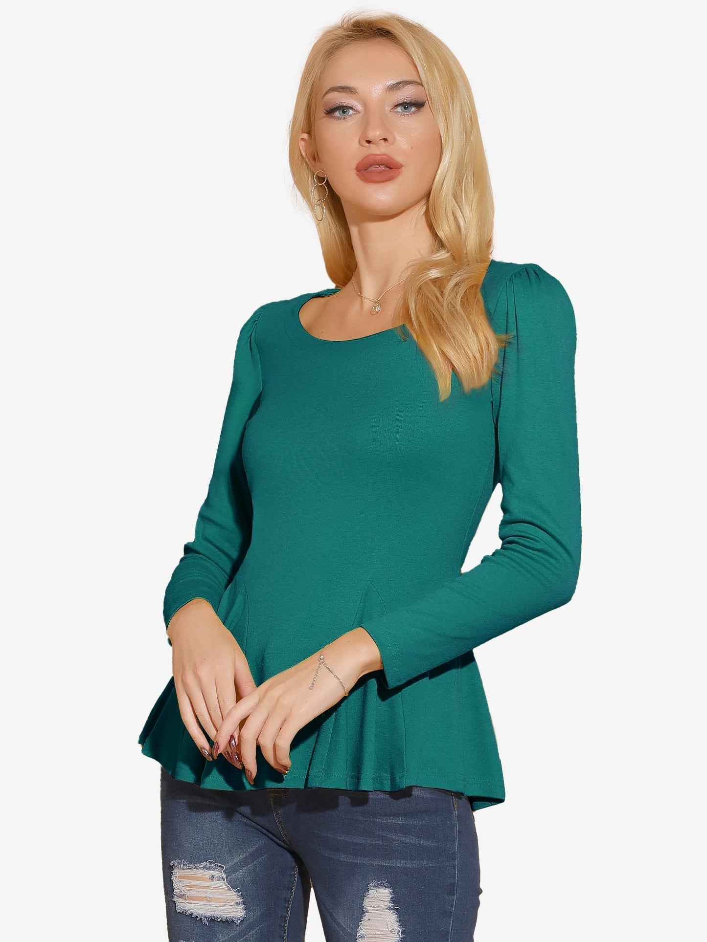 Camiseta mujer manga larga cuello redondo básica