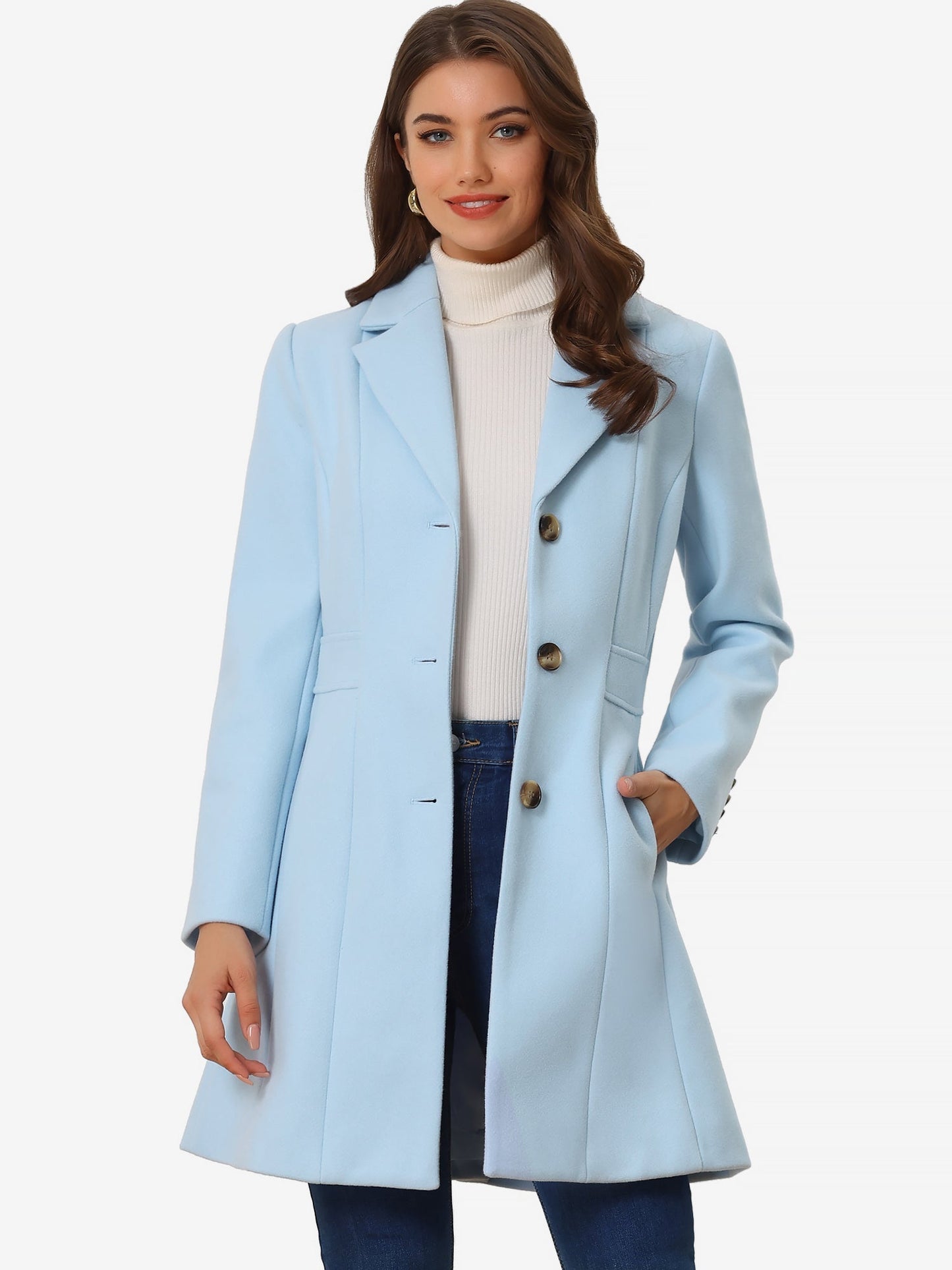 Abrigo Mujer Invierno Cálido Botones de Moda
