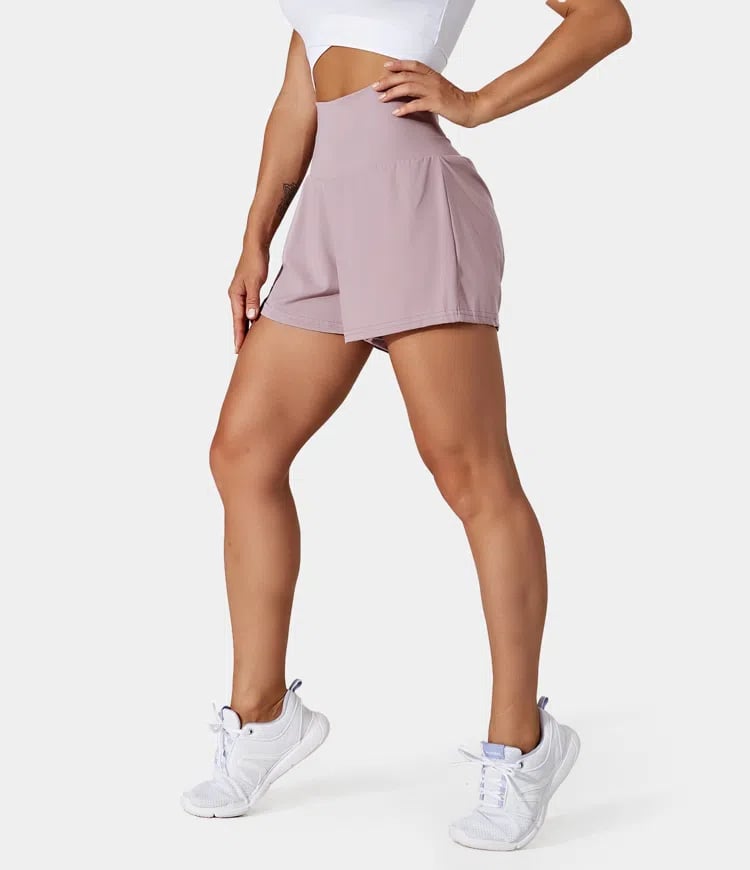 Pantalón corto deportivo mujer cintura alta con bolsillos
