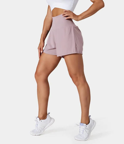 Pantalón corto deportivo mujer cintura alta con bolsillos