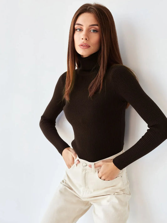 Sudadera cuello alto suave mujer - Vestiria