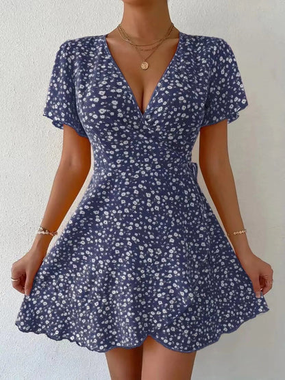 Vestido Floral Verano Corto Escote V