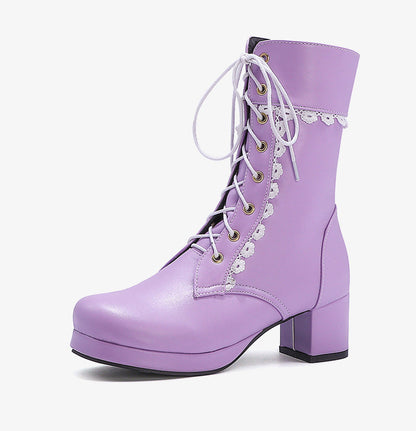 Botas Mujer Encaje Azul Celeste
