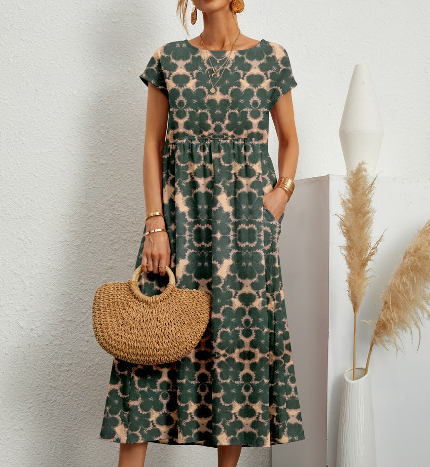Vestido Mujer Estampado Floral Manga Corta - Vestiria