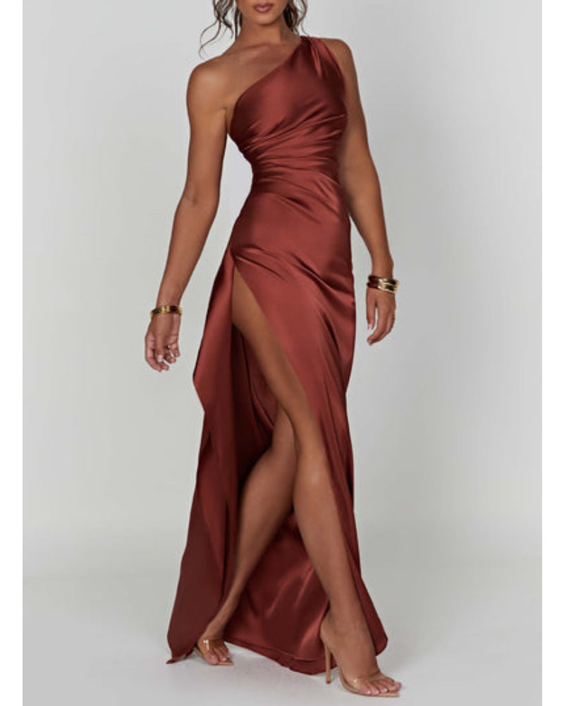 Vestido Satén Elegante Sin Mangas - Vestiria