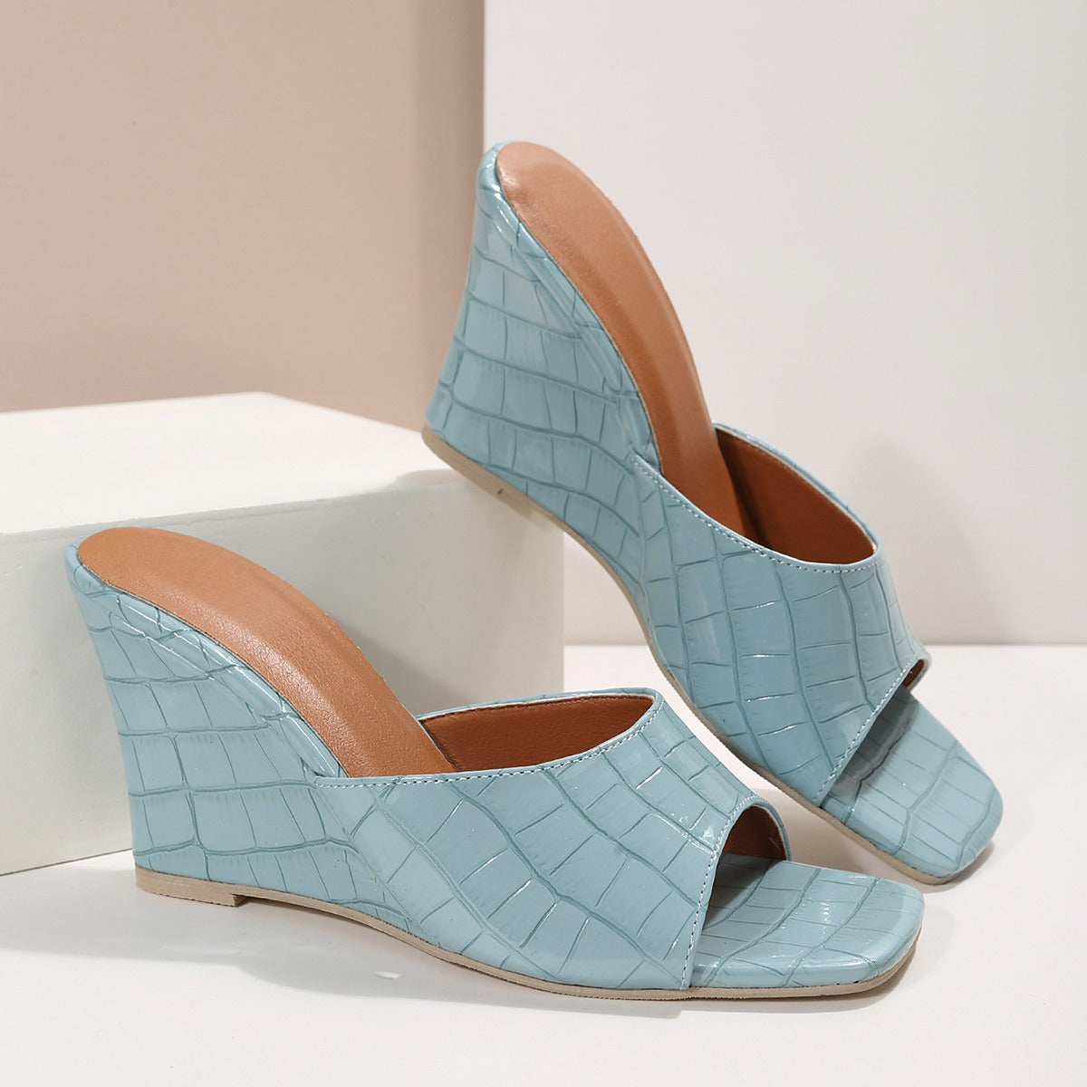 Sandalias Mujer Tacón Cuña Piel Exótica - Vestiria
