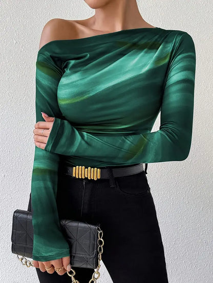 Blusa Mujer Elegante Escote Ancho