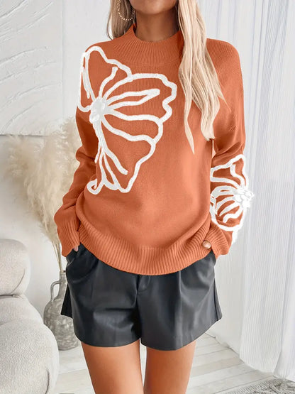 Jersey de punto con flores elegante