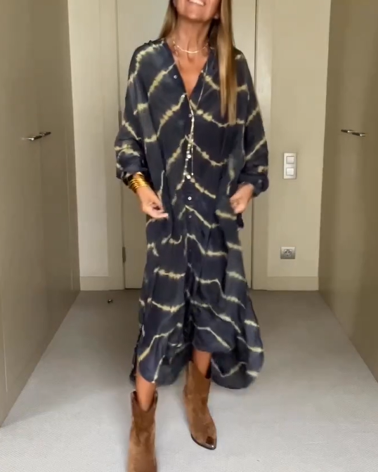 Vestido Boho Chic Rayas Escote Profundo - Vestiria