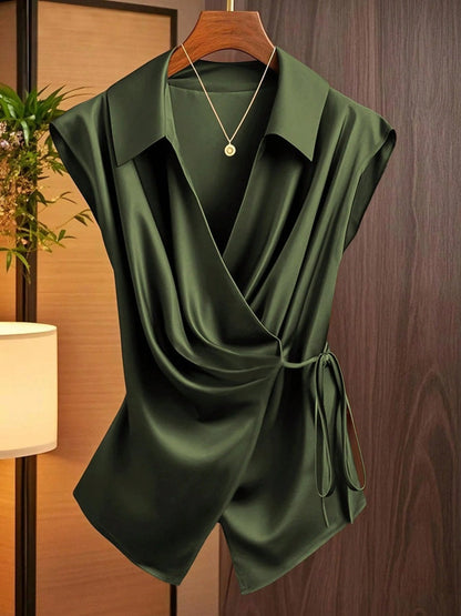 Blusón cruzado seda elegante mujer