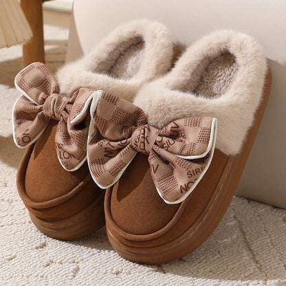 Pantuflas Mujer Peluche con Lazo Rosa - Vestiria