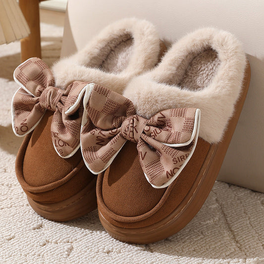Pantuflas Mujer Peluche con Lazo Rosa - Vestiria