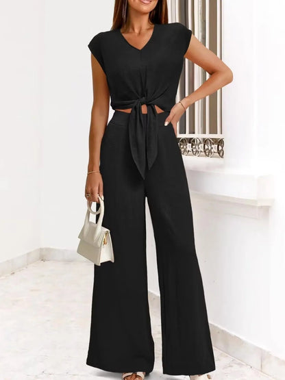 Conjunto Top y Pantalones Amplios Elegante Mujer