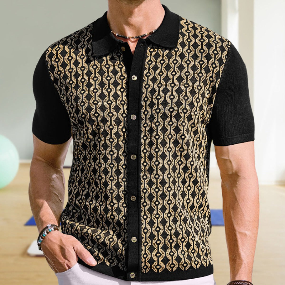 Camisa Polo Hombre Estampado Geométrico Moderna - Vestiria