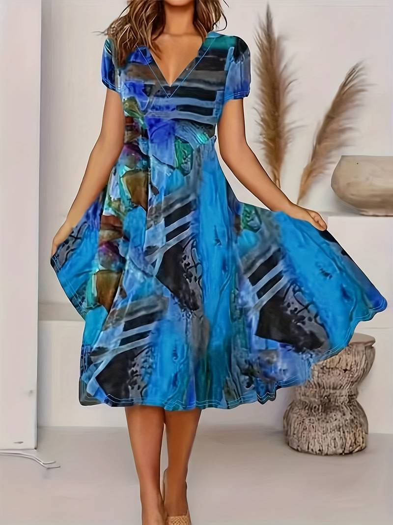 Vestido Boho Chic Manga Corta Estilo Libre - Vestiria