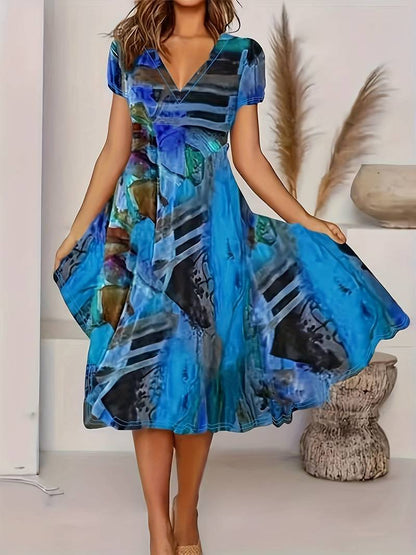 Vestido Boho Chic Manga Corta Estilo Libre - Vestiria
