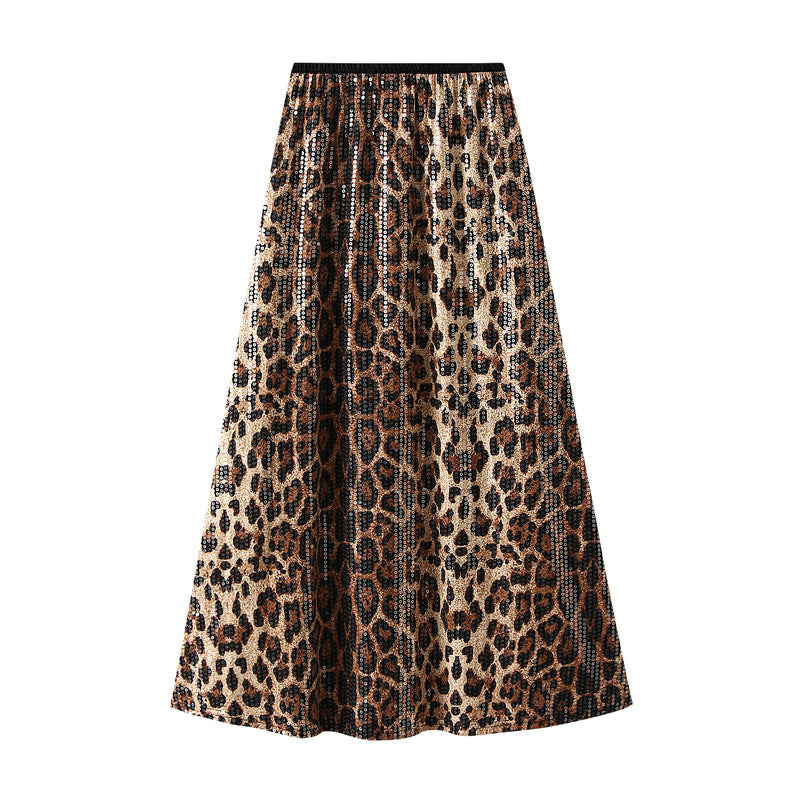 Falda Mujer Estampado Leopardo Brillante