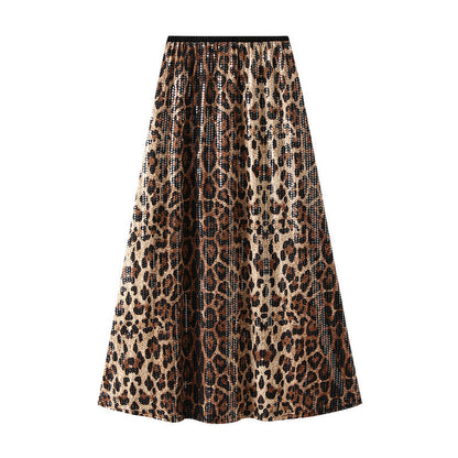 Falda Mujer Estampado Leopardo Brillante