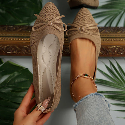 Zapatillas de punto cómodas con lazo para mujer