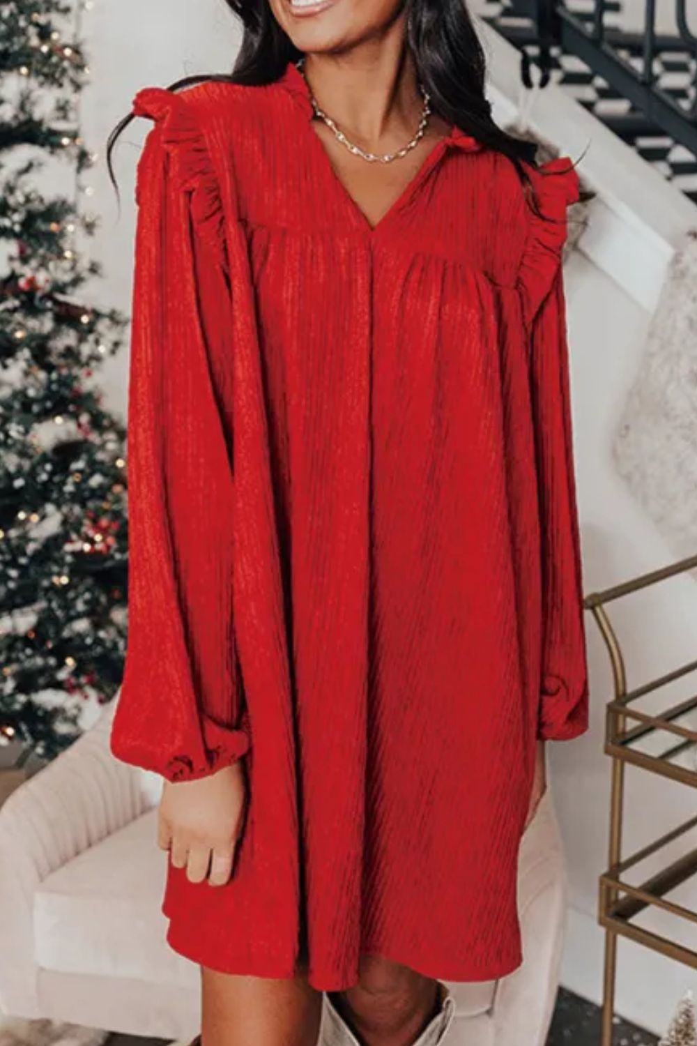 Vestido Elegante Manga Larga con Encajes