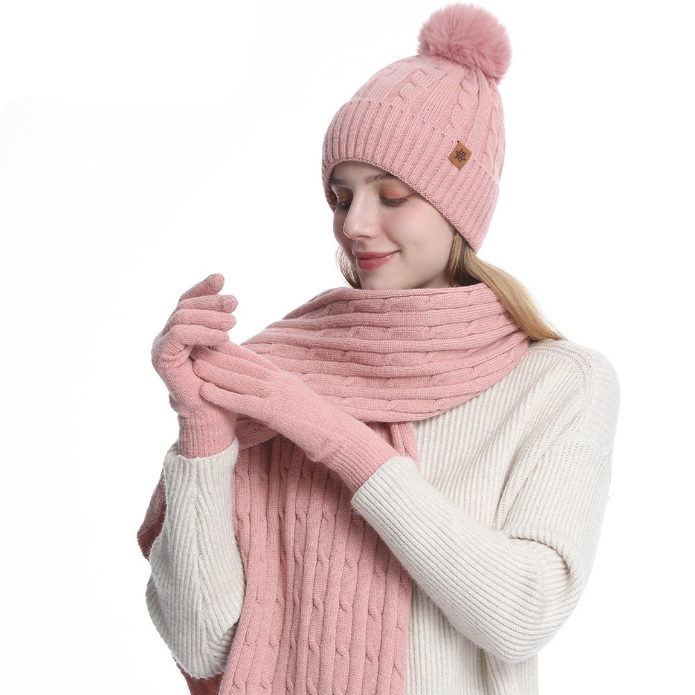 Conjunto gorro bufanda y guantes Invierno Abrigado